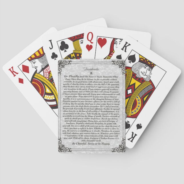 DESIDERATA-Gedicht Spielkarten (Rückseite)