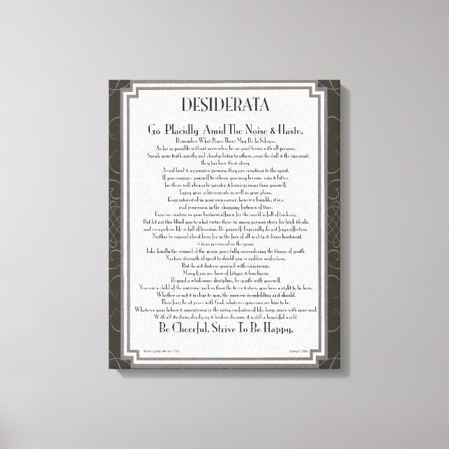 DESIDERATA Gedicht von Max Ehrmann Leinwanddruck (Vorderseite)