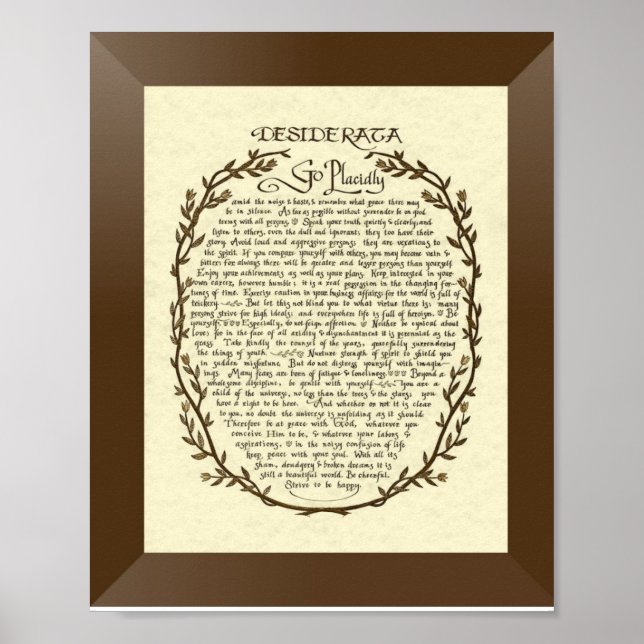 DESIDERATA Gedicht von Max Ehrmann Poster (Vorne)