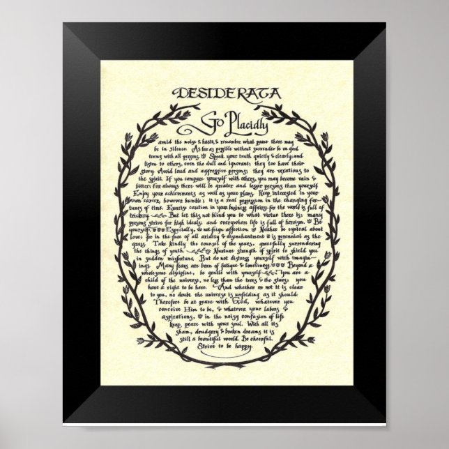 DESIDERATA Gedicht von Max Ehrmann Poster (Vorne)