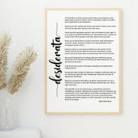 Desiderata Gedicht von Max Ehrmann Poster