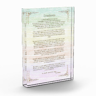 Desiderata Gedicht von Max Ehrmann Poster Fotoblock