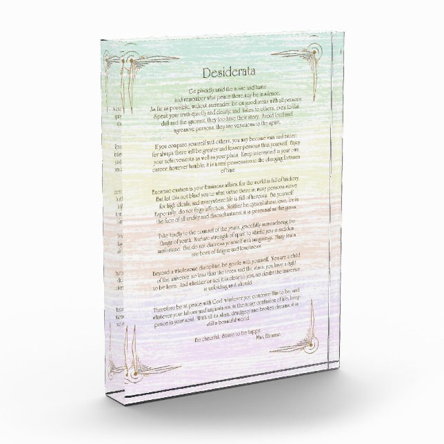 Desiderata Gedicht von Max Ehrmann Poster Fotoblock (Links)