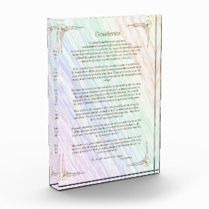 Desiderata Gedicht von Max Ehrmann Poster Fotoblock