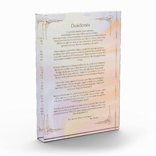 Desiderata Gedicht von Max Ehrmann Poster Fotoblock (Links)
