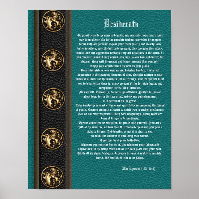 Desiderata "gewünschte Dinge, prose masculine back Poster (Vorne)
