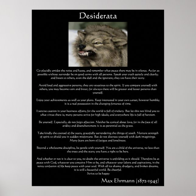 Desiderata Grey Loups Affiches (Devant)