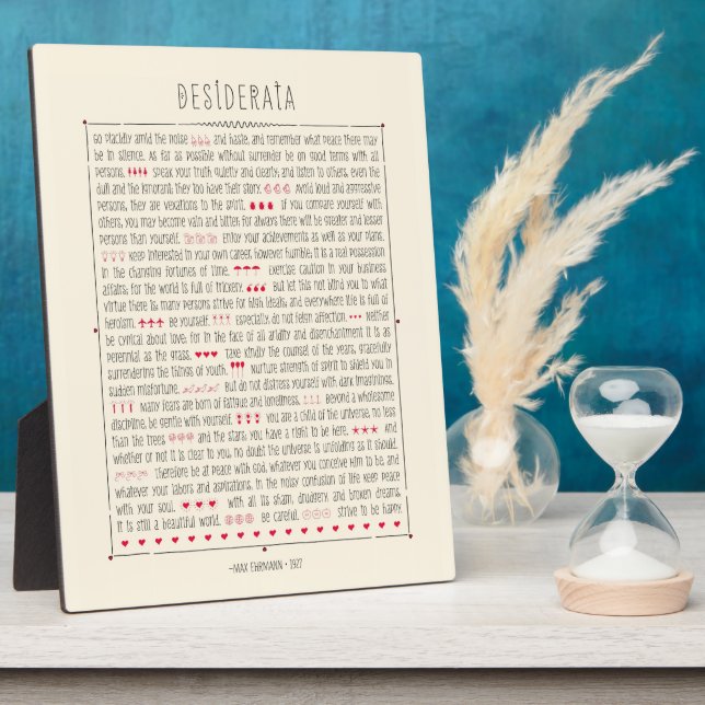 Desiderata Inspirational Gedicht Fotoplatte (Seite)