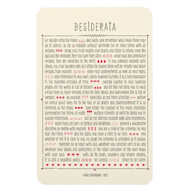 Desiderata Inspirational Gedicht Magnet (Vertikal)