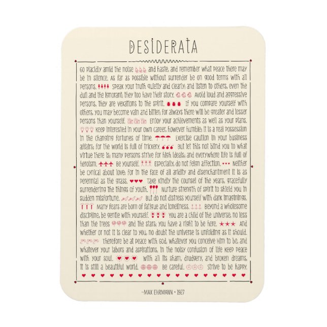 Desiderata Inspirational Gedicht Magnet (Vertikal)