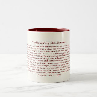 Desiderata - inspirierend Gedicht für Absolvent Zweifarbige Tasse