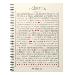 Desiderata-inspirierend Gedicht Notizblock
