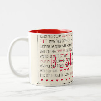 Desiderata-inspirierend Gedicht Zweifarbige Tasse