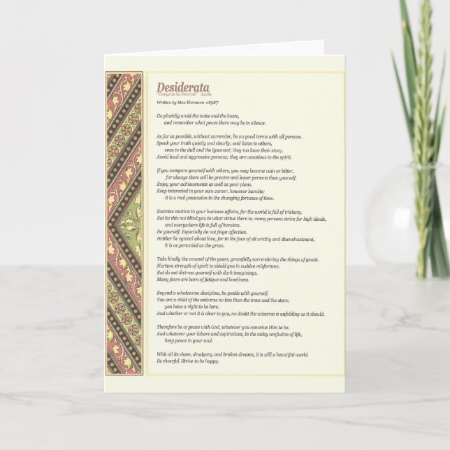 DESIDERATA-Karte Feiertagskarte (Vorderseite)