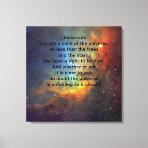 Desiderata-Kind des Universums Leinwanddruck