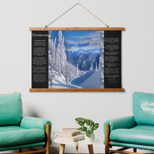 Desiderata Majestic Snow Top Mountain View Wandteppich Mit Holzrahmen (Wohnzimmer)