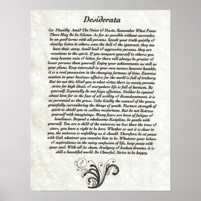 DESIDERATA mit Geblüht Poster (Vorne)
