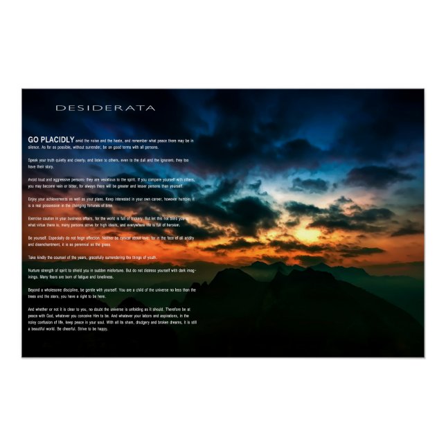 DESIDERATA Mountain Sunset Poster (Vorderseite)