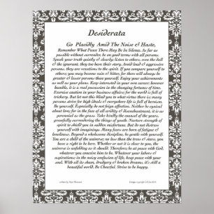 DESIDERATA nettes schwarzes mit Filigran Poster