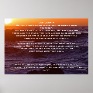 DESIDERATA Ocean Sunset Posters Poster