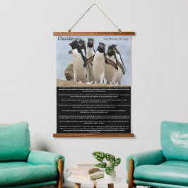 Desiderata Penguins Walking Wandteppich Mit Holzrahmen