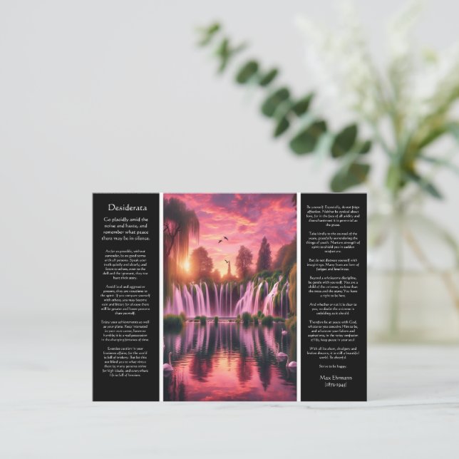 Desiderata Pink und Gold, Stille und Schwäne Postkarte (Stehend Vorderseite)