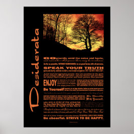 Desiderata Poem Abend Sunset Tree Poster