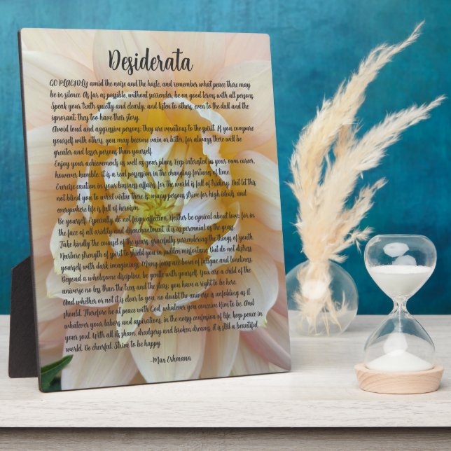 Desiderata Poem Blush Pink Dahlia Bloom Fotoplatte (Seite)
