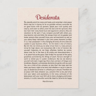 Desiderata Poem Carte postale Mini Art