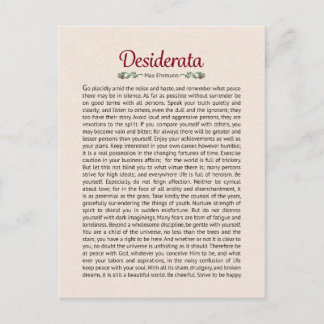 Desiderata Poem Carte postale Mini Art