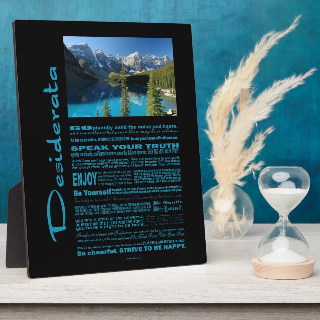 Desiderata Poem Moraine Lake Fotoplatte (Seite)