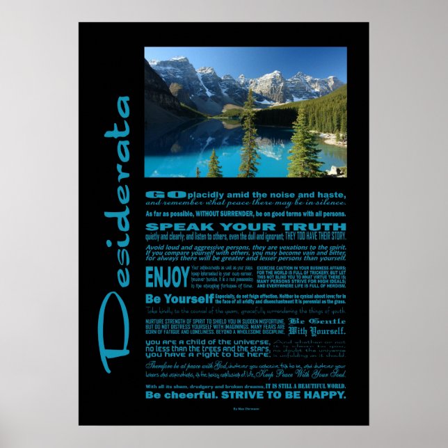 Desiderata Poem Moraine Lake Poster (Vorne)