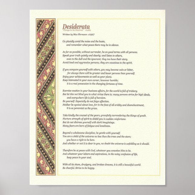 Desiderata Poem Poster (Vorne)