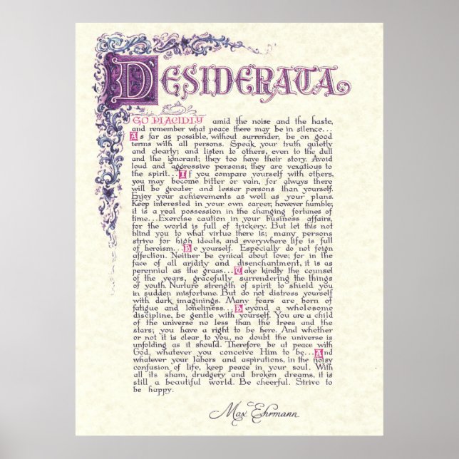 DESIDERATA POSTER (Vorne)