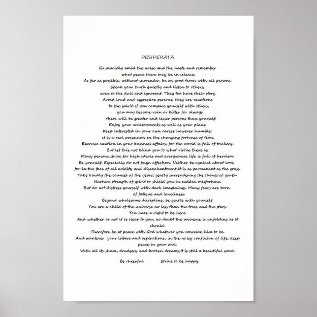 DESIDERATA POSTER (Vorne)