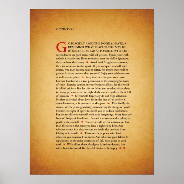 Desiderata Poster (Vorne)