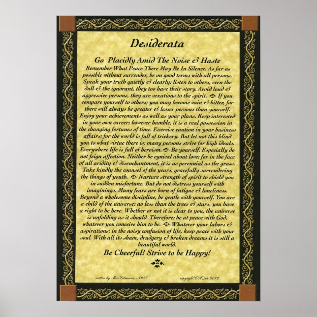 DESIDERATA Poster von Max Ehrmann (Vorne)