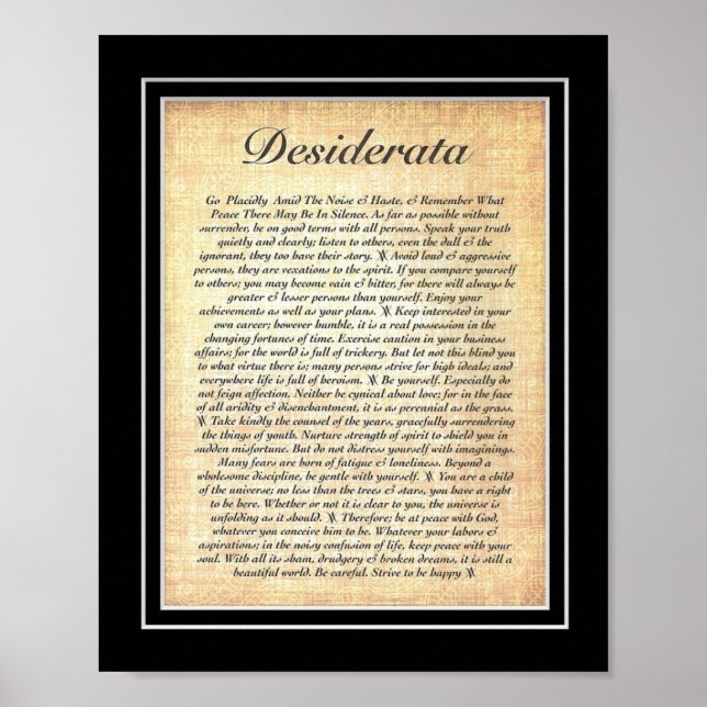 DESIDERATA Poster von Max Ehrmann=Fossil (Vorne)