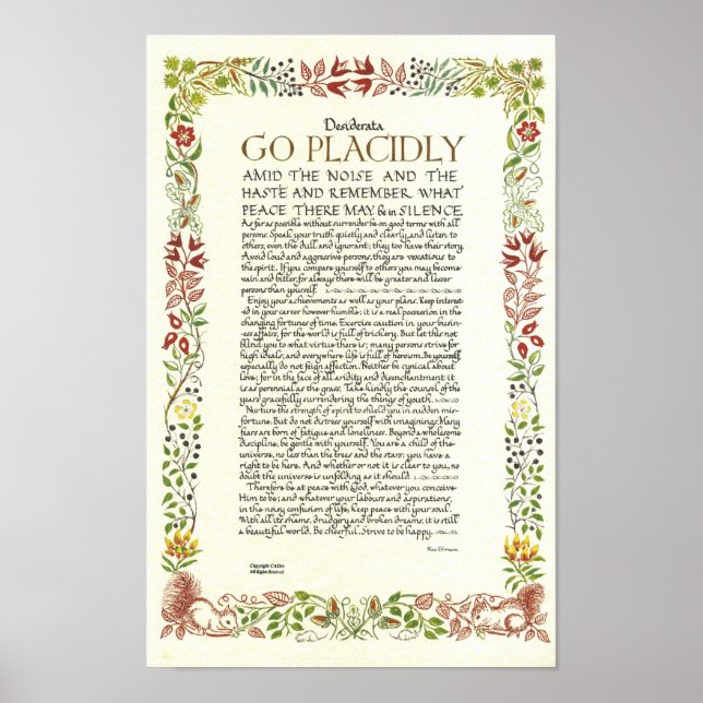 DESIDERATA Poster von Max Ehrmann - Wildblumen (Vorne)