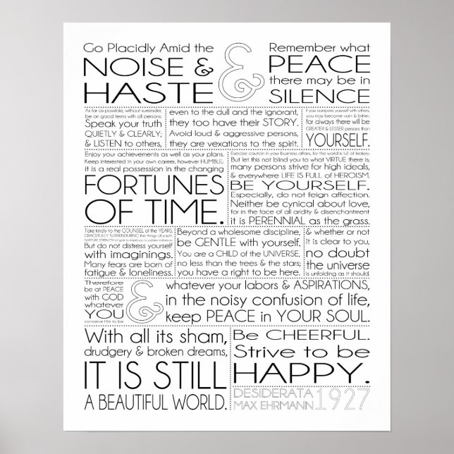 Desiderata Print 16x20 auf Matte Paper Poster (Vorne)