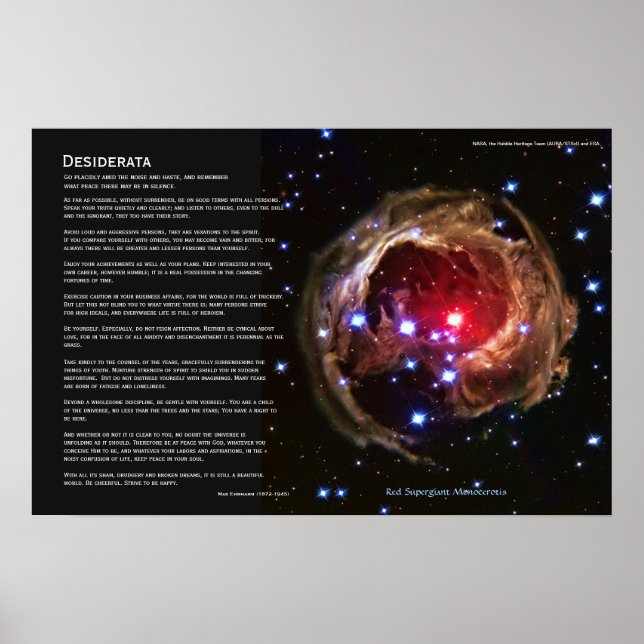 Desiderata - Red Supergiant Star V838 Monocerotis Poster (Vorne)