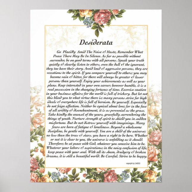 DESIDERATA Rosepaper Poster (Vorne)