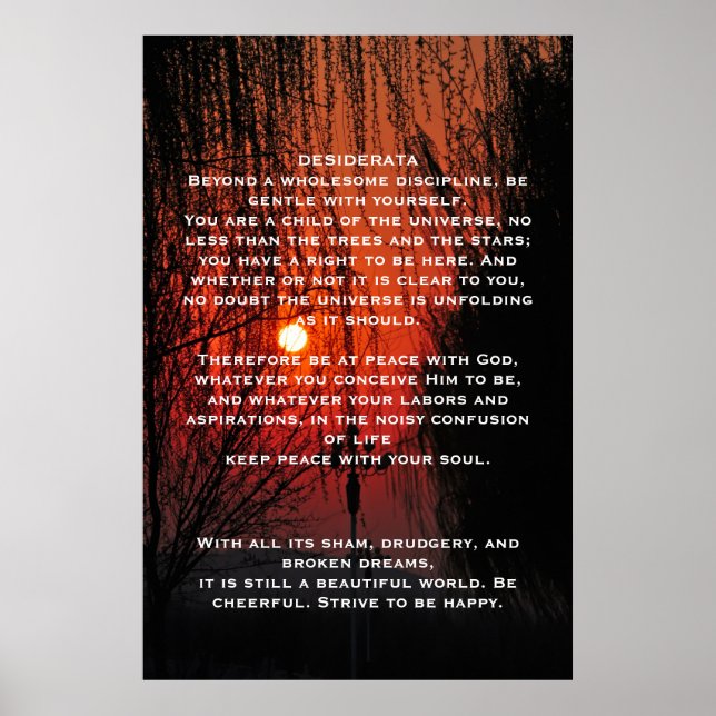 DESIDERATA Rote Wegweiser-Plakate Poster (Vorne)