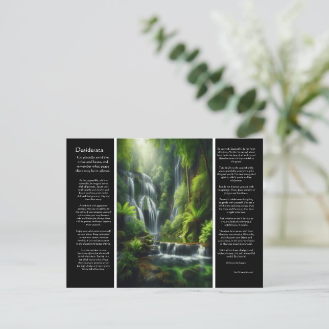 DESIDERATA ruhige Kaskade: Die Ruhe der Natur Postkarte (Stehend Vorderseite)