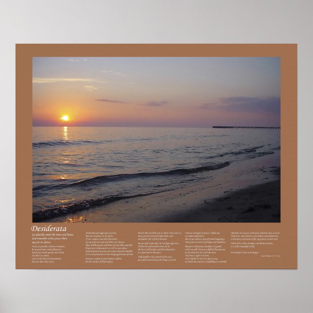 Desiderata - Sunset Beach Waves Poster (Vorne)