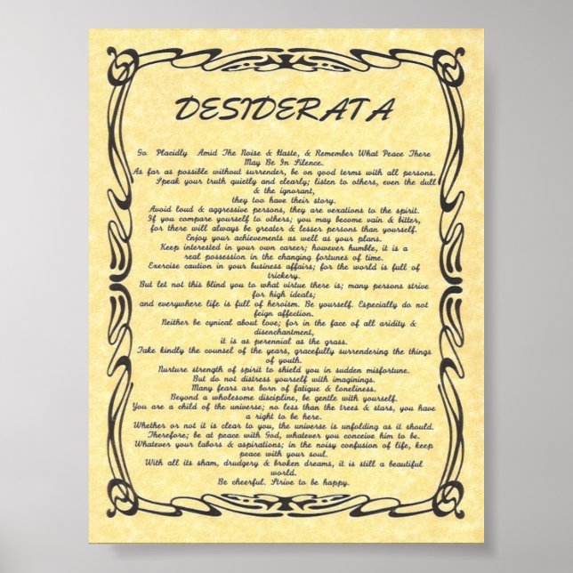 DESIDERATA Tattoo-Aged Sun Perchment Poster (Vorne)