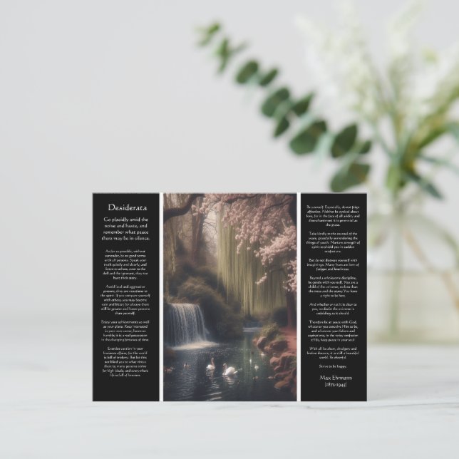 Desiderata Wasserfall: Goldenes Licht, sanfte Blüt Postkarte (Stehend Vorderseite)