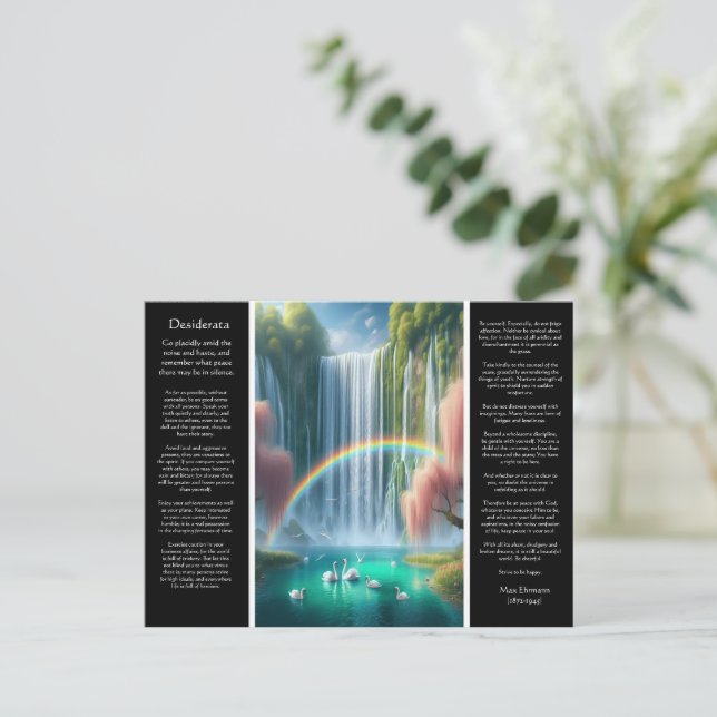 Desiderata Wasserfall: Reflexion der Liebe im Rege Postkarte (Stehend Vorderseite)