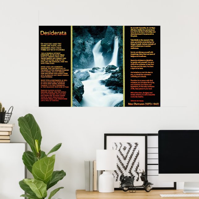 DESIDERATA Wasserfälle Orange Poster 11 (Heimbüro)