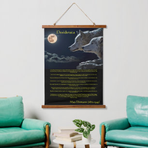 Desiderata weiße Wölfe auf der Bergseite Wandteppich Mit Holzrahmen